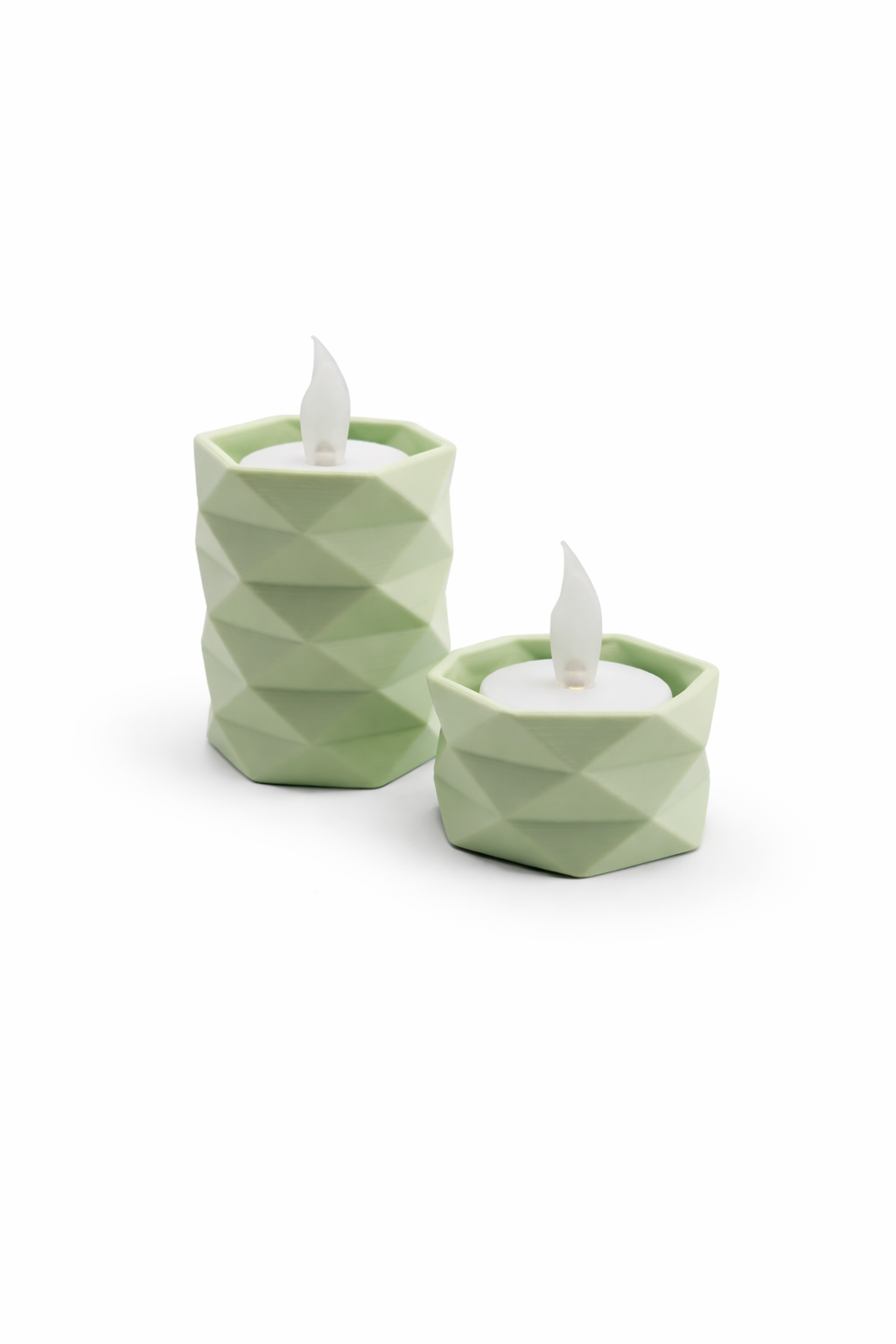 Geometrische LED Theelichthouder – 3D Geprint