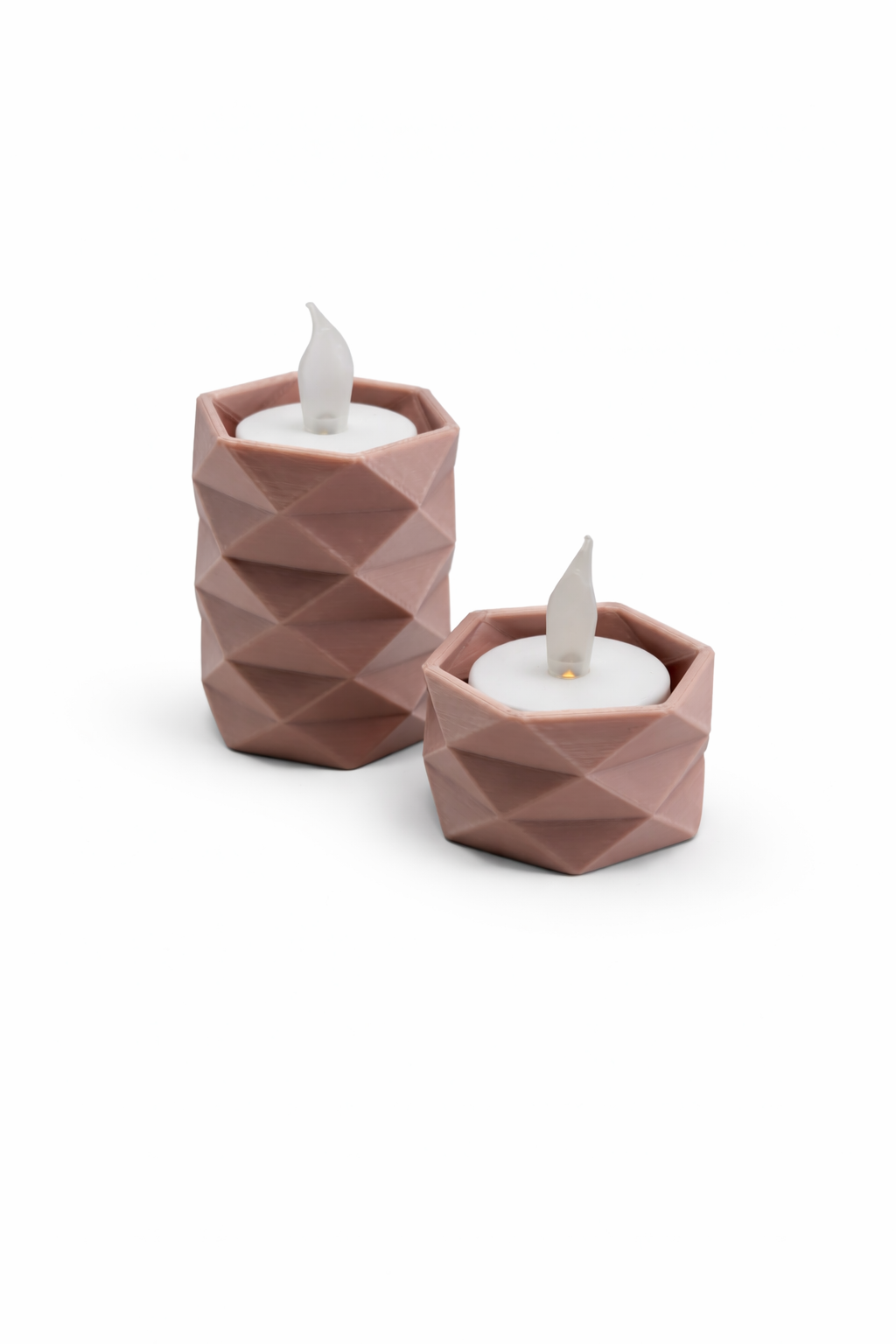 Geometrische LED Theelichthouder – 3D Geprint