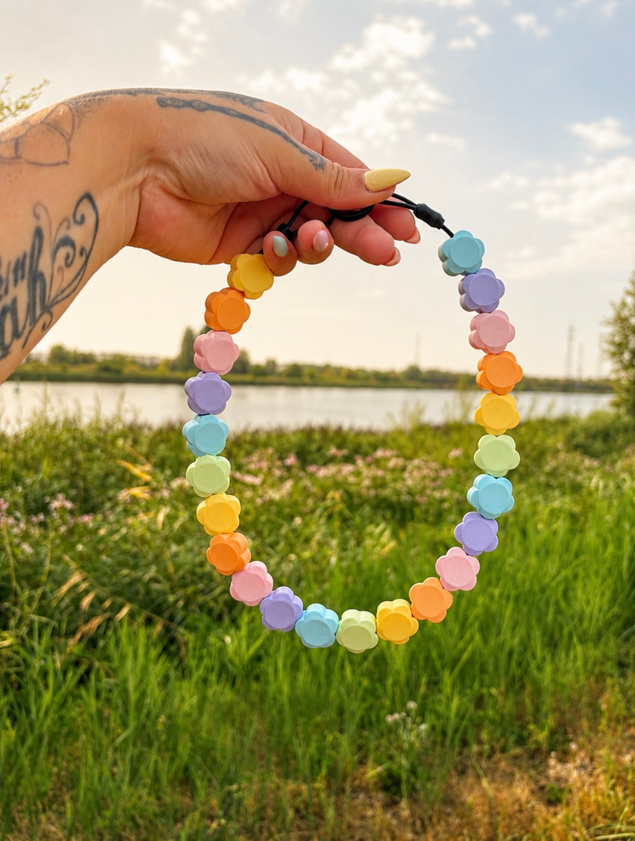 🐾 PawPearls Slip-On Parelketting - Pastel Bloom Collection 🌸