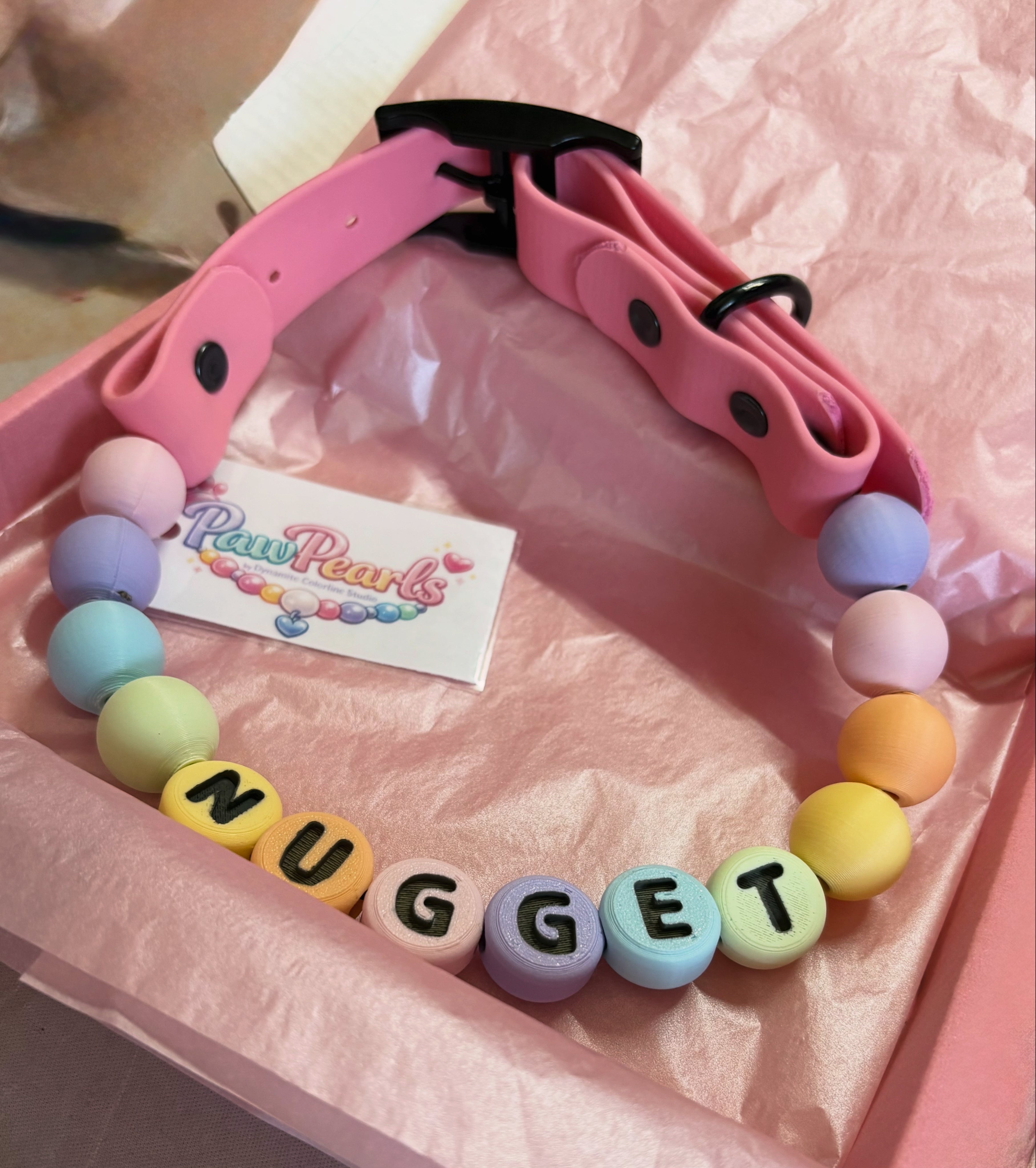 🐾 PawPearls Halsband met Gesp - Pastel Collection