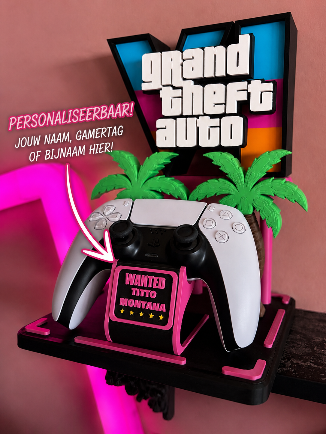🎮 GTA VI Inspired Controller Stand – Personaliseerbaar