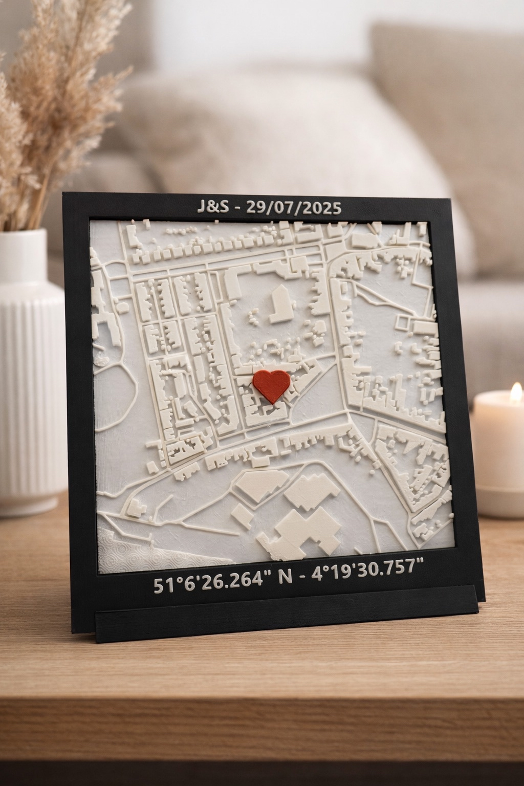 ✨ Gepersonaliseerde 3D Locatie Map – Jullie Verhaal in Reliëf