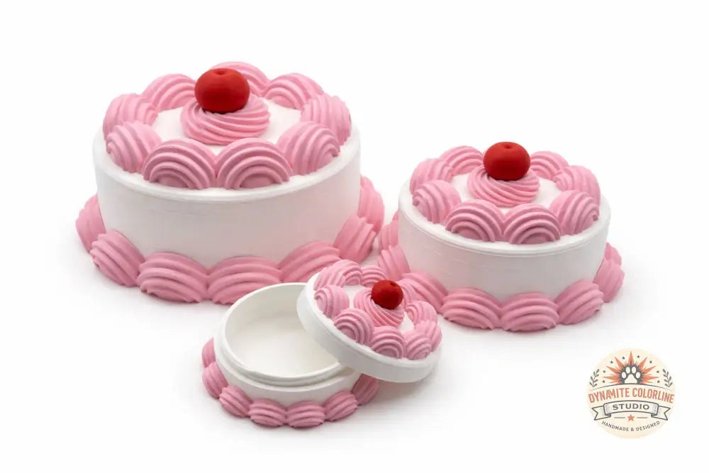 🧁 Taartjes Opbergpotjes met Draaideksel – Set van 3 Formaten (Uniek & Handgemaakt) Opbergpotjes