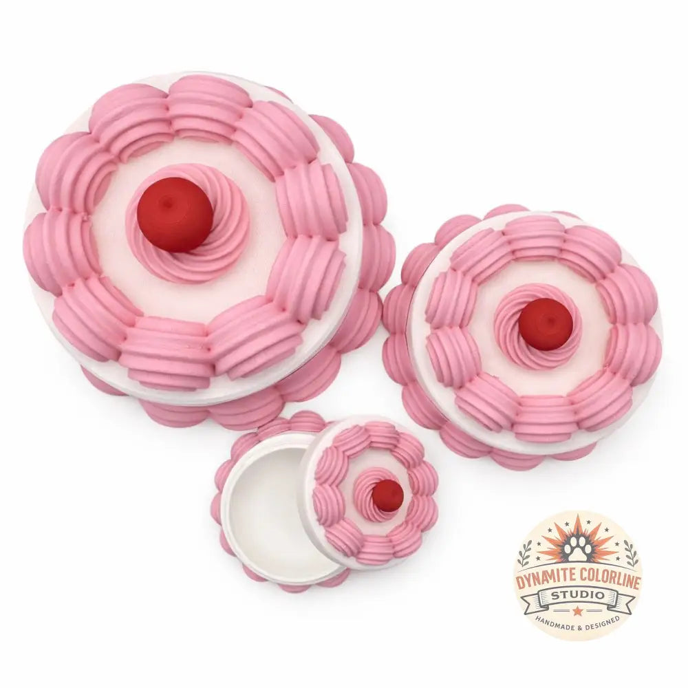 🧁 Taartjes Opbergpotjes met Draaideksel – Set van 3 Formaten (Uniek & Handgemaakt) Opbergpotjes